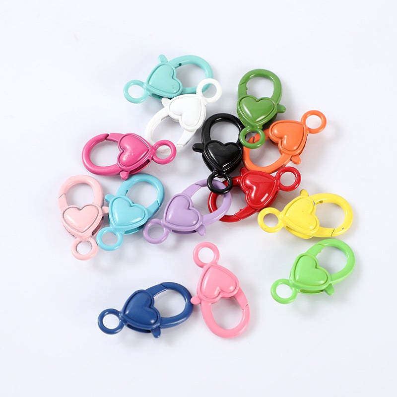DIY Jewelry Colorful Painted Heart Lobster Clasp Retro Keychain Color mixing (more than ten color mixing) 