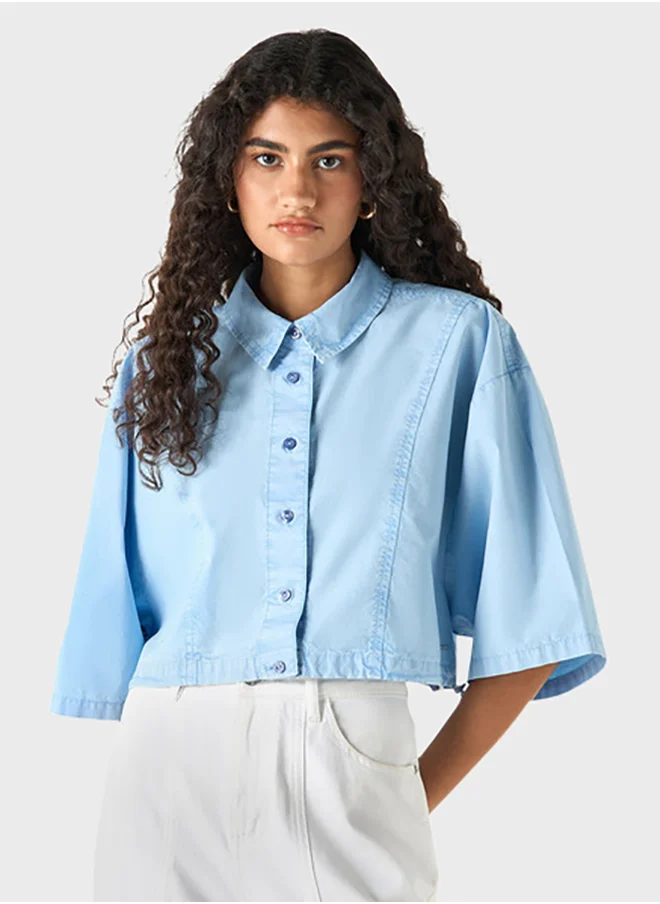 Lee Cooper Button Down Cropped Shirt