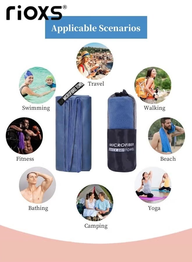 RIOXS 2 Pcs Double-sided Microfiber Towel Quick Fast Drying Compact Beach Towel Lightweight Towels Large Bath Sheet Towel Perfect for Travel Pool Swimming Bath Camping Yoga Gym Sports - Image 3