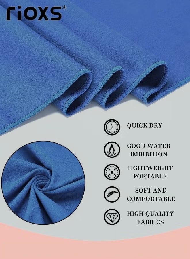 RIOXS 2 Pcs Double-sided Microfiber Towel Quick Fast Drying Compact Beach Towel Lightweight Towels Large Bath Sheet Towel Perfect for Travel Pool Swimming Bath Camping Yoga Gym Sports - Image 2