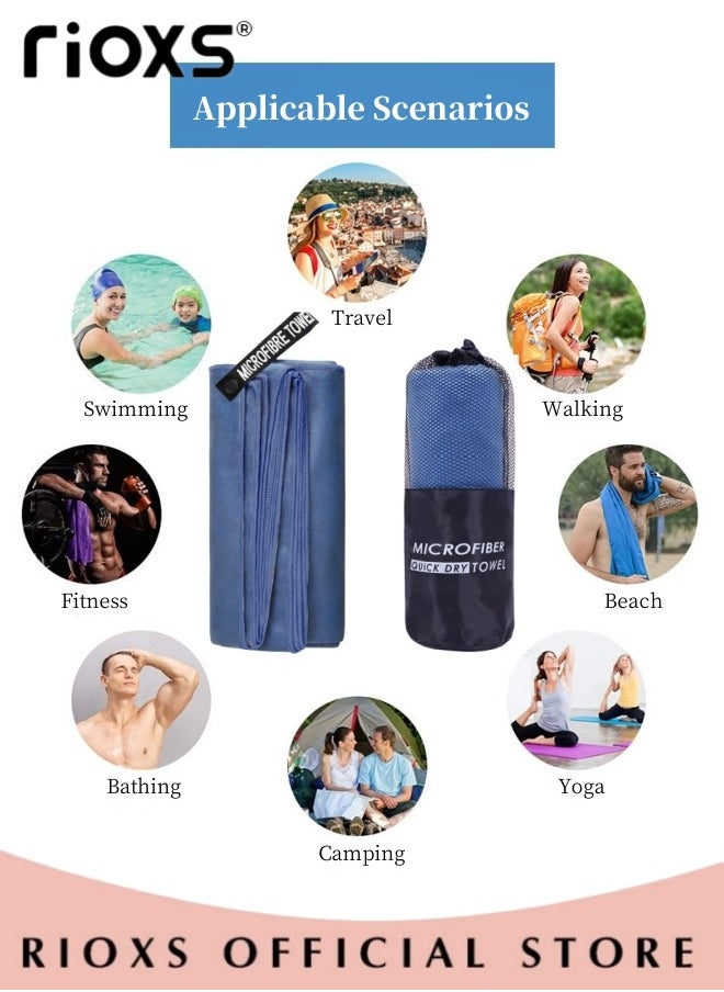 RIOXS - 2 Pcs Double-sided Microfiber Towel Quick Fast Drying Compact Beach Towel Lightweight Towels Large Bath Sheet Towel Perfect for Travel Pool Swimming Bath Camping Yoga Gym Sports - Image 1