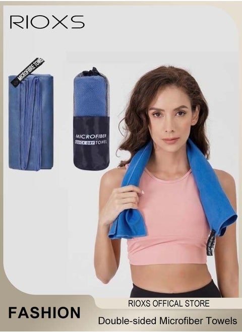 2 Pcs Double-sided Microfiber Towel Quick Fast Drying Compact Beach Towel Lightweight Towels Large Bath Sheet Towel Perfect for Travel Pool Swimming Bath Camping Yoga Gym Sports