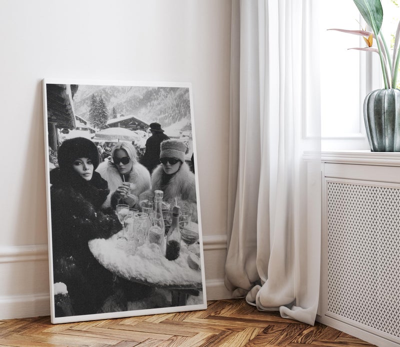 TNESSENTIAL Black and White Apres Ski Glamour Wall Art Poster or Canvas Print, Women Vintage Fashion Art, Winter Ski Resort Art, Jet Set Lifestyle Decor - Image 4