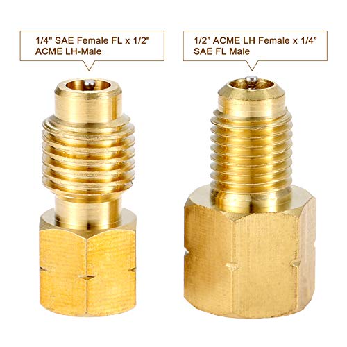 Mtsooning R1234yf Adapter with Valve Core, Female FL x 1/2'' LH-Male, 1/2'' LH Female x 1/4'' SAE FL Male, Fit for Refrigeration Conversion, with 1 Valve Core Remover - Image 5