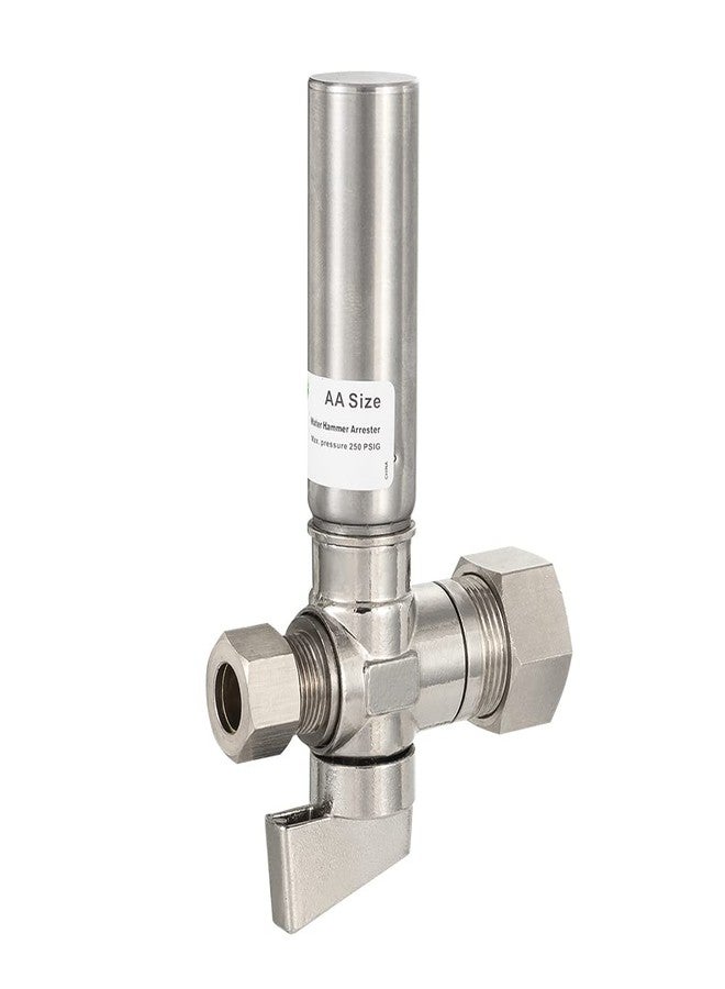 EFIELD 1/4 Turn Stop Straight Valve, 1/2" Nominal (5/8" OD) Compression x 3/8" OD With Stainless Steel Water Hammer Arrestor Chrome Plated Brass,(ARSTRVLV002) - Image 4