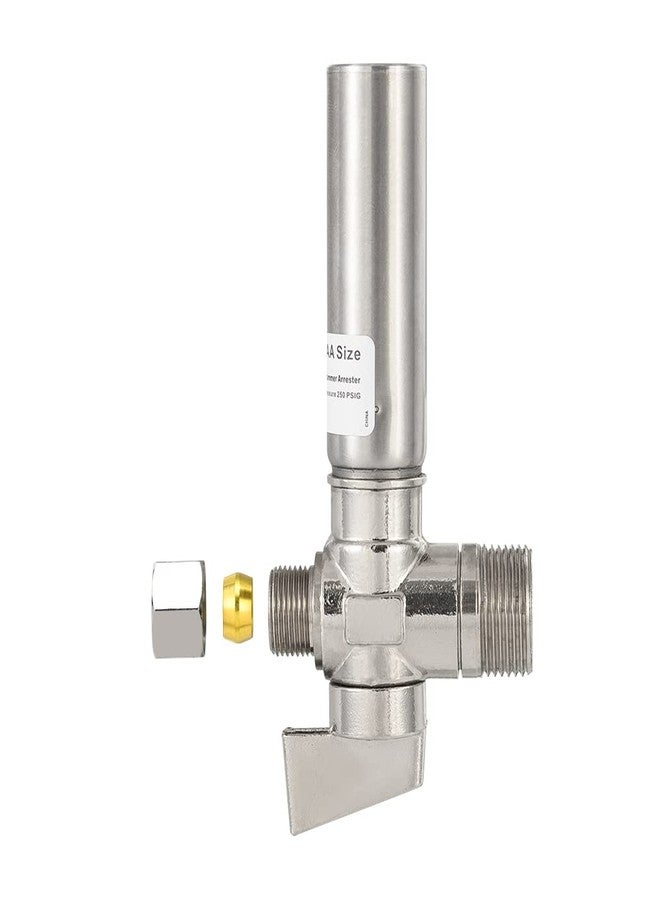 EFIELD 1/4 Turn Stop Straight Valve, 1/2" Nominal (5/8" OD) Compression x 3/8" OD With Stainless Steel Water Hammer Arrestor Chrome Plated Brass,(ARSTRVLV002) - Image 2