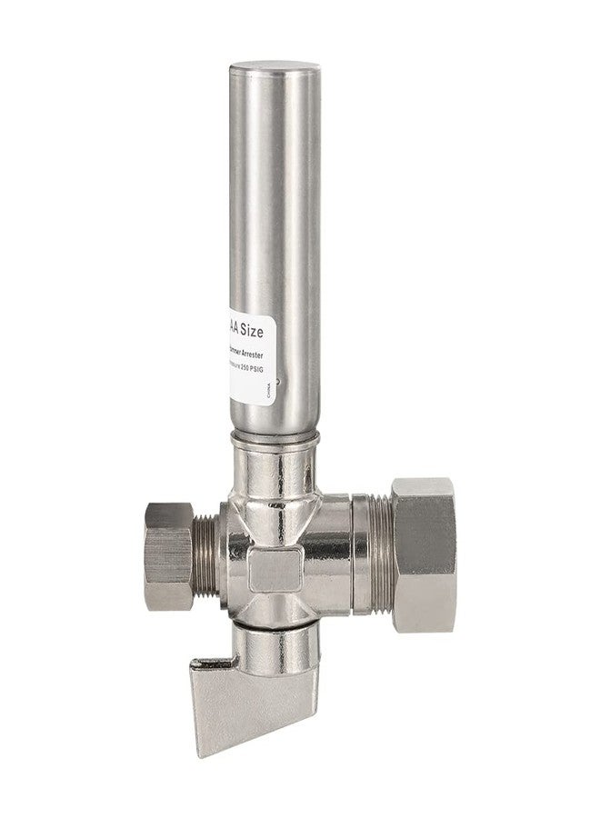 EFIELD 1/4 Turn Stop Straight Valve, 1/2" Nominal (5/8" OD) Compression x 3/8" OD With Stainless Steel Water Hammer Arrestor Chrome Plated Brass,(ARSTRVLV002) - Image 3