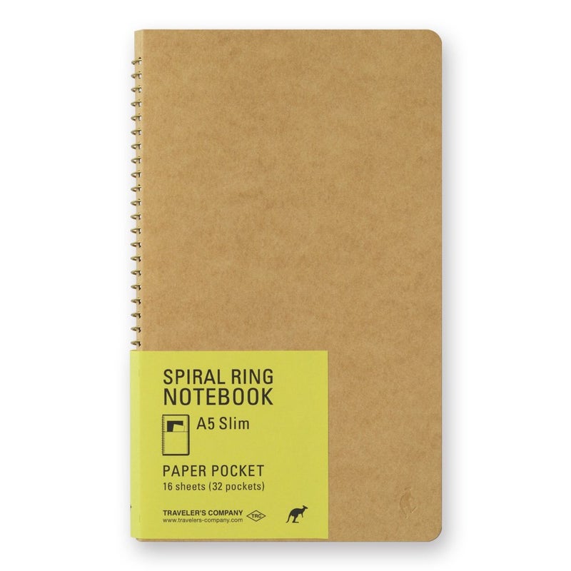 Designphil Travelers 15246006 Notebook Spiral Ring A5 Slim Paper Pocket Kangaroo 2-Pack - Image 1