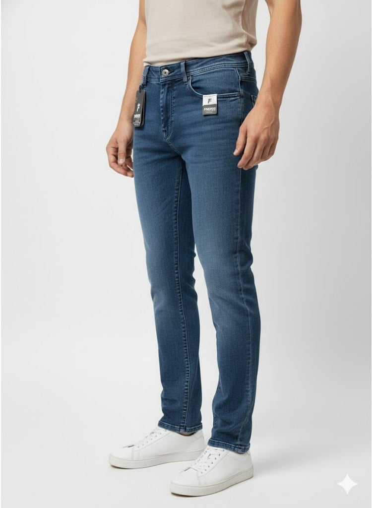 بنطلون جينز رجالي بقصة مستقيمة من القطن