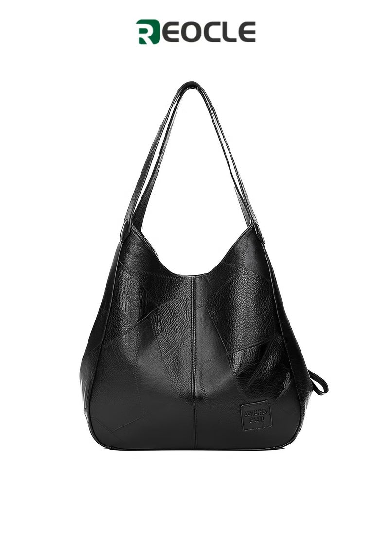 REOCLE Women's Tote Shoulder Bag Soft Leather Handbag with Large Capacity Genuine Leather Tote Bags Made of High Quality PU Leather - Image 1