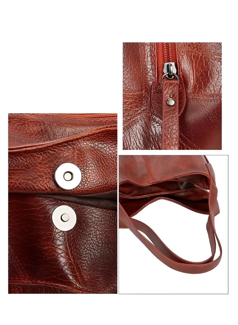 REOCLE Women's Tote Shoulder Bag Soft Leather Handbag with Large Capacity Genuine Leather Tote Bags Made of High Quality PU Leather - Image 3