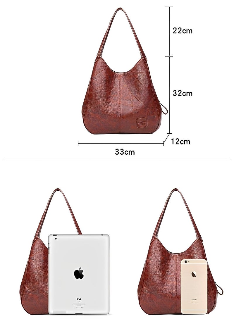 REOCLE Women's Tote Shoulder Bag Soft Leather Handbag with Large Capacity Genuine Leather Tote Bags Made of High Quality PU Leather - Image 4
