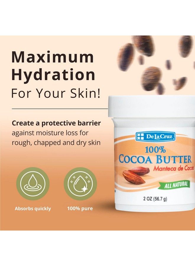 De La Cruz زبدة الكاكاو 100% نقية وطبيعية زبدة كاكاو للبشرة الجافة والخشنة مرطب طبيعي 2 أونصة (جرة 1 عدد 2 أونصة) - Image 3