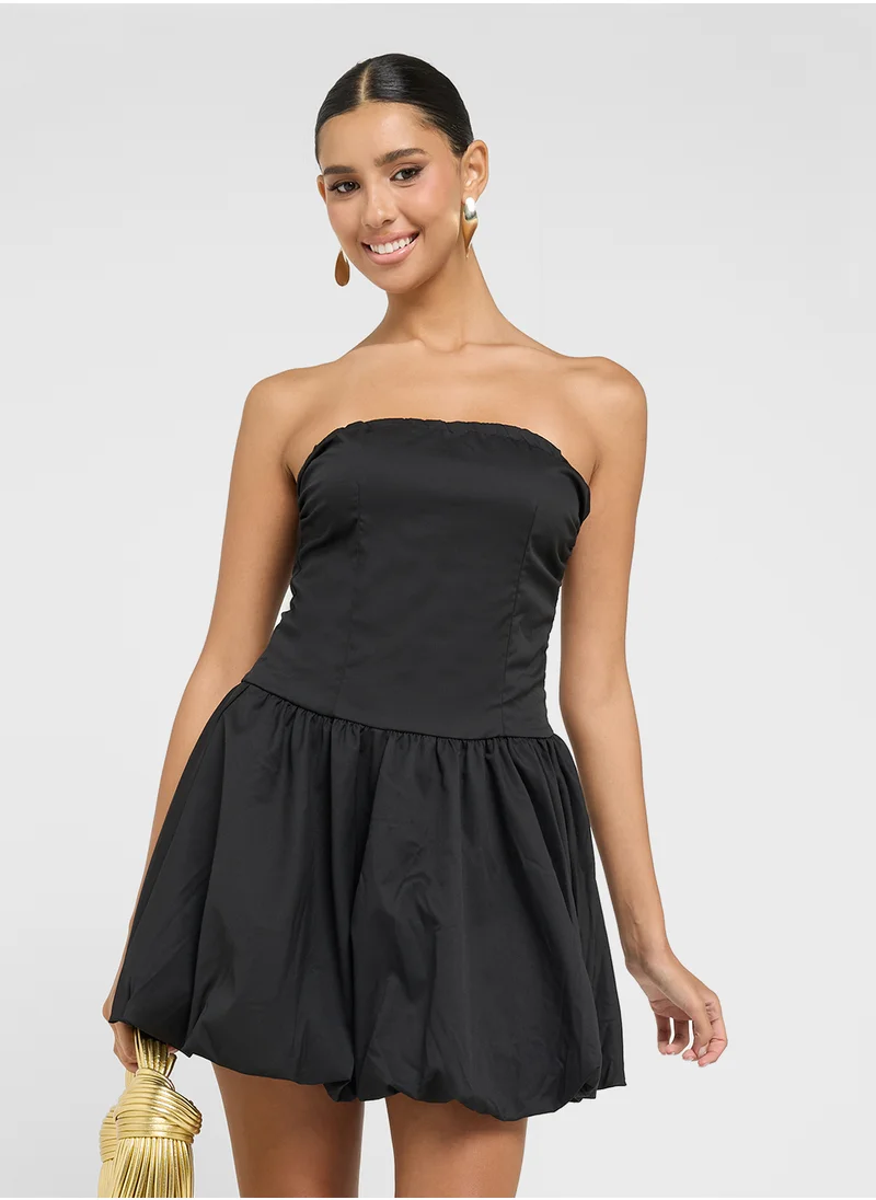 جينجر Bandeau Drop Waist Dress With Bubble Hem