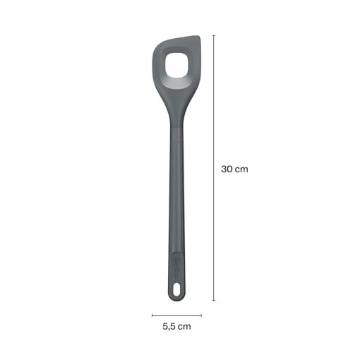 Zyliss Angled Mixing Spoon, Sustainable Wheatstraw/Nylon, Angled MIxing Spoon for Cooking and Serving with Heat Resistant Silicone Head, Beluga Grey, 11.6" x 2.2", Dishwasher Safe, 5 Year Guarantee - Image 3