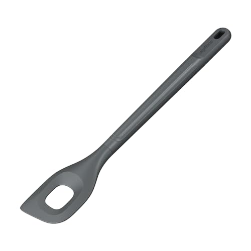 Zyliss Angled Mixing Spoon, Sustainable Wheatstraw/Nylon, Angled MIxing Spoon for Cooking and Serving with Heat Resistant Silicone Head, Beluga Grey, 11.6" x 2.2", Dishwasher Safe, 5 Year Guarantee - Image 1