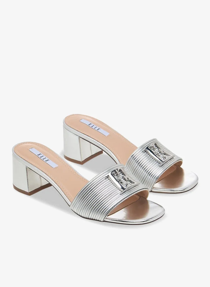 ايل Women Metallic Block Heel Sandals Ramadan Collection