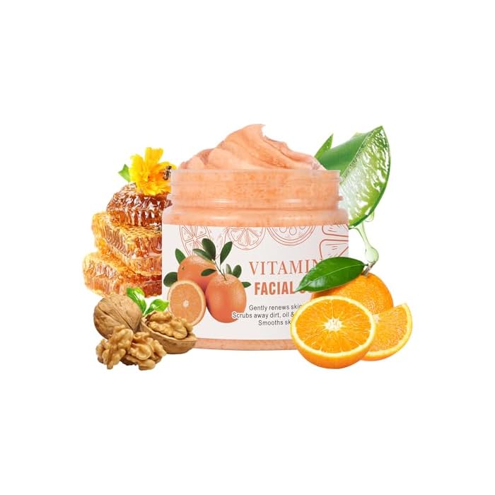 Vitamin C Face Scrub, Deep Cleansing Exfoliating Face Wash Scrubs for Women Men, Facial Exfoliating Scrub, Anti Aging, Anti Oxidant Facial Scrubs for All Skin Types