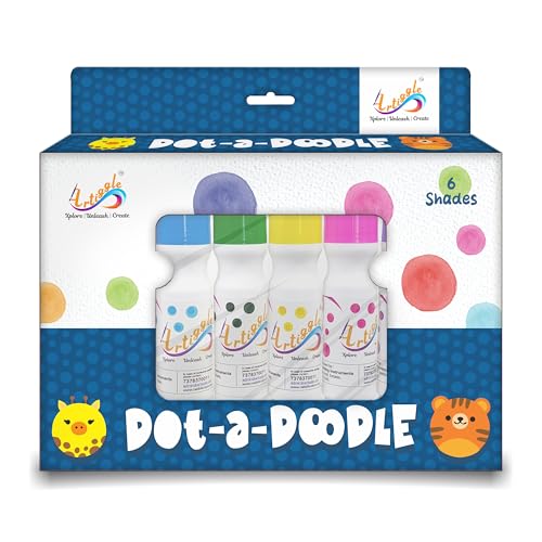 Artiggle Dot-a-Doodle | Dot Marker,6 Shades 60ML Non Toxic Fun Art & Craft Supplies| Dab 20 mm with 20 Printed Brain Boosting Worksheets |Activity Book - Image 1