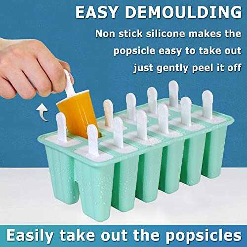 Choicy Silicone Popsicle Molds 12-cavity, DIY Ice Pop Mold for Kids Adult Teens, BPA Free Ice Cream Molds for Party Yogurt Juice Smoothies Sticks - Image 3