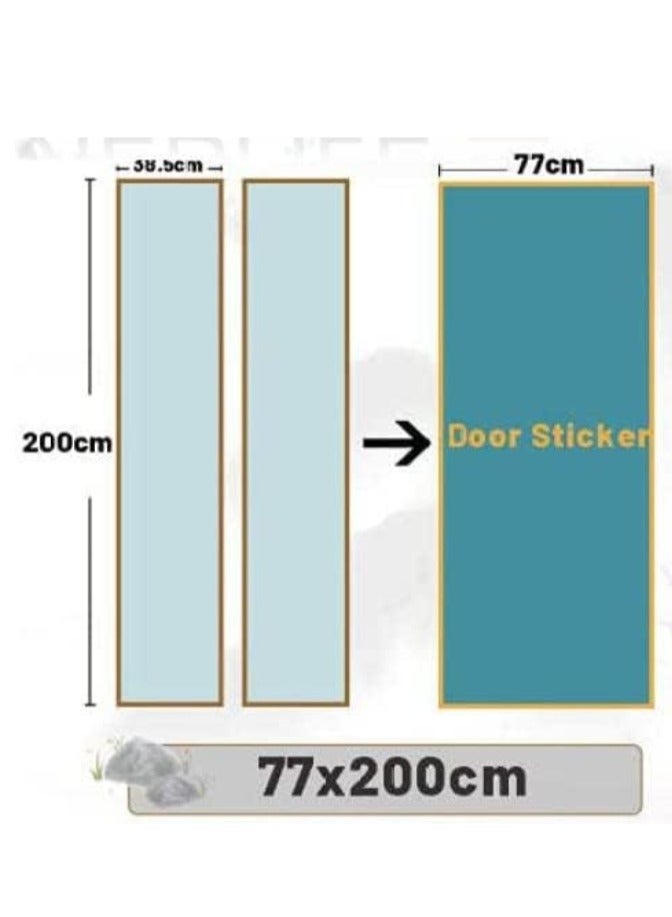 ملصقات باب ثلاثية الأبعاد جدارية، هندسية تجريدية سوداء يمكنك صنعها بنفسك ذاتية اللصق لأبواب الباب، ديكور أبواب قابل للإزالة مقاوم للماء، 77 × 200 × 2 سم - Image 2
