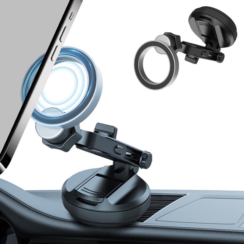 KASTWAVE Magnetic Phone Holder for Car – 360° Adjustable Vacuum Magnetic Suction Cup, Stretchable Car Mount for Smooth Surfaces, Compatible with iPhone and MagSafe Devices - Image 1