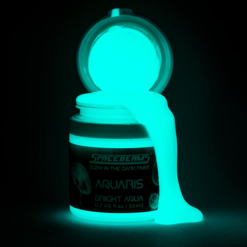 SpaceBeams Aquaris Glow in the Dark Paint (1.7 Fl Oz) Bright Aqua Glow (Light Blue/Turquoise), Non-Toxic, Water Based - Image 2