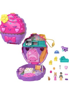 Polly Pocket Compact Playset, Something Sweet Cupcake With 2 Micro Dolls & Accessories, Travel Toys With Surprises  - Image 1