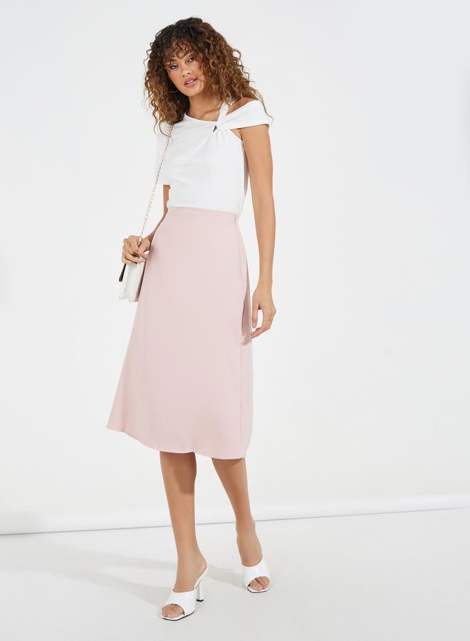 ستايلي تنورة ميدي سادة بقصة مستقيمة وسحَّاب مخفي - Image 1