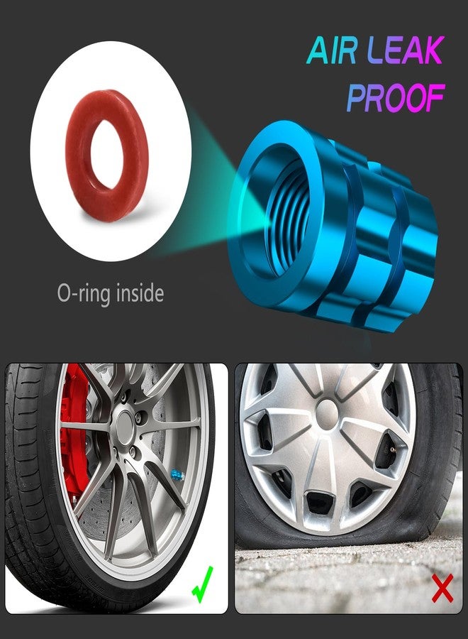 QUARKACE Tire Valve caps, Universal Valve Stem Caps for Car, Motorcycle and Bike, Non-Fading Bright Color, Corrosion Resistant Coating, Air Leakproof Metal Tire Caps 4 Pack - Blue - Image 4