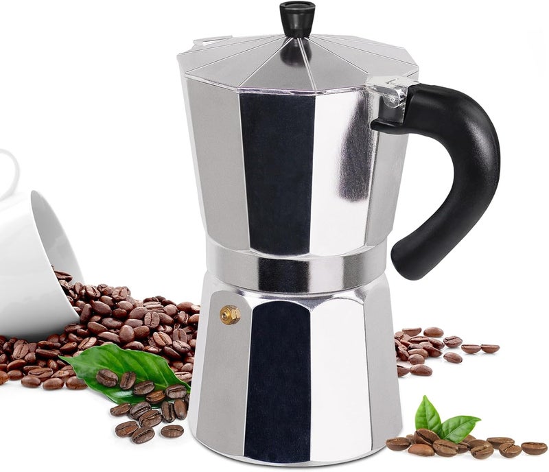 Supvision 3 Cup Moka Pot Aluminum 150ml Italian Coffee Maker Stovetop Espresso CoffeeMakers Mocha Pot Percolator for Electric Ceramic Stove Classic Greca Cafe Makers Portable for Easy Brewing - Image 1