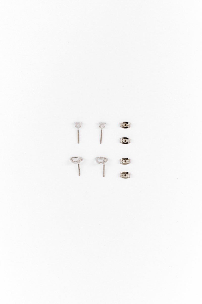 Mestige Women 2 Pairs Silver Plated Earrings, Silver - Image 2