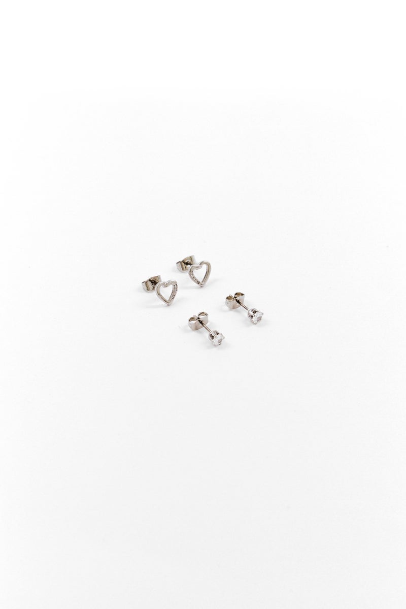 Mestige Women 2 Pairs Silver Plated Earrings, Silver - Image 1
