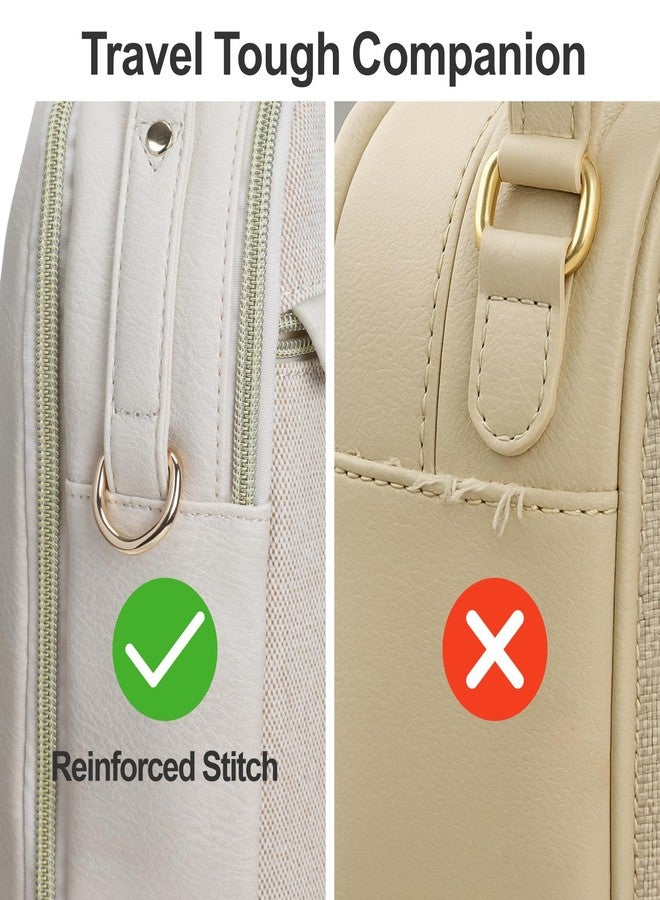 Packism Travel Sling Bag for Women - PU Leather & Canvas Crossbody Bag Fanny Pack with 7 Pockets (6.3"L x 3.35"W x 9.84"H), Off-white - Image 5