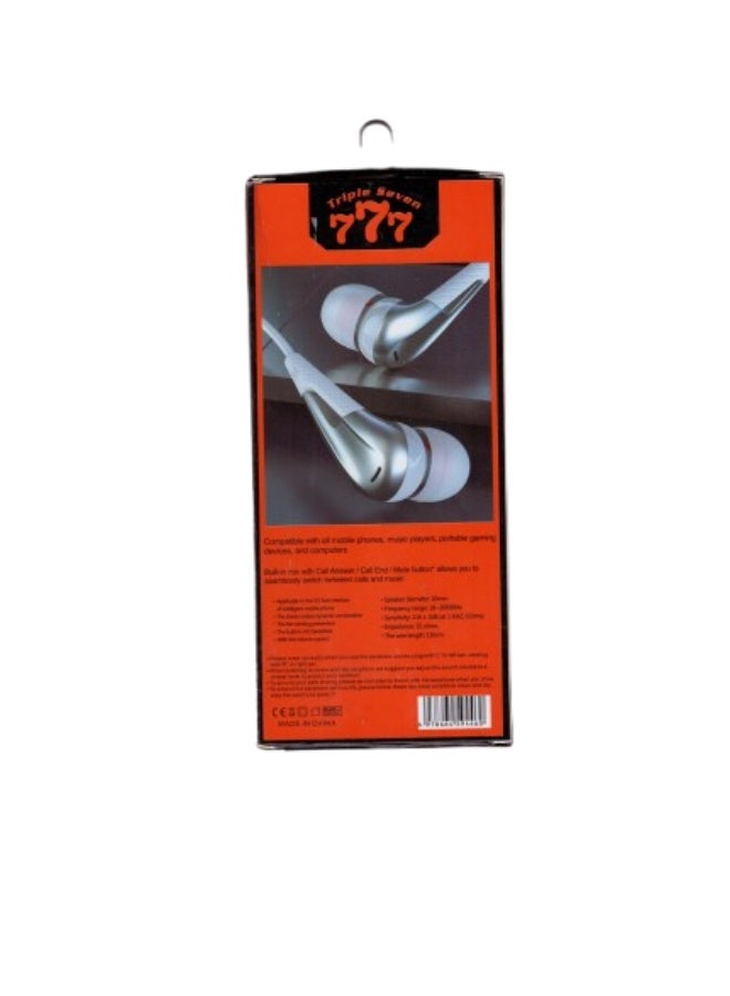 777 Triple Seven TS300 Wired Earphones with Microphone - High-Definition Stereo Sound - Image 2