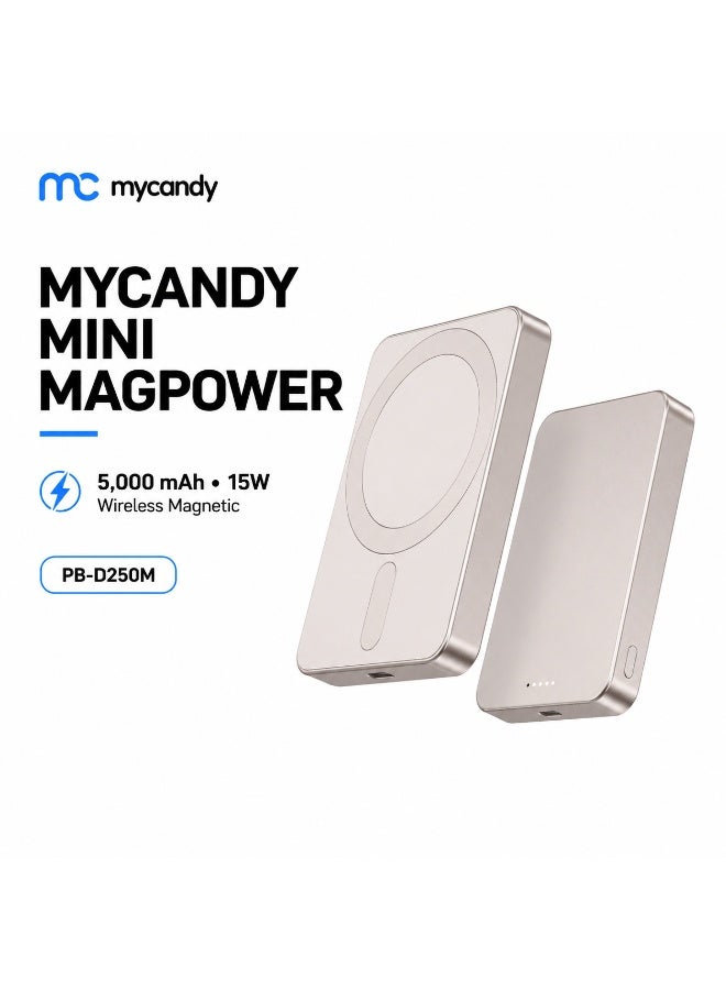 MYCANDY Pb-D250M Mini Magpower 5000Mah 15W Wireless Magnetic Power Bank, Titanium Titanium - Image 5
