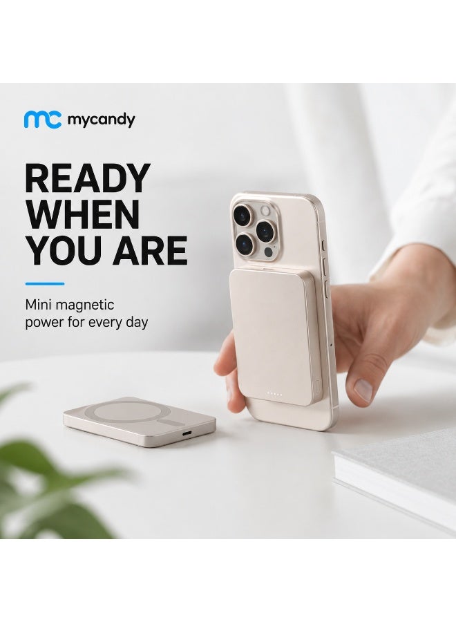 MYCANDY Pb-D250M Mini Magpower 5000Mah 15W Wireless Magnetic Power Bank, Titanium Titanium - Image 4