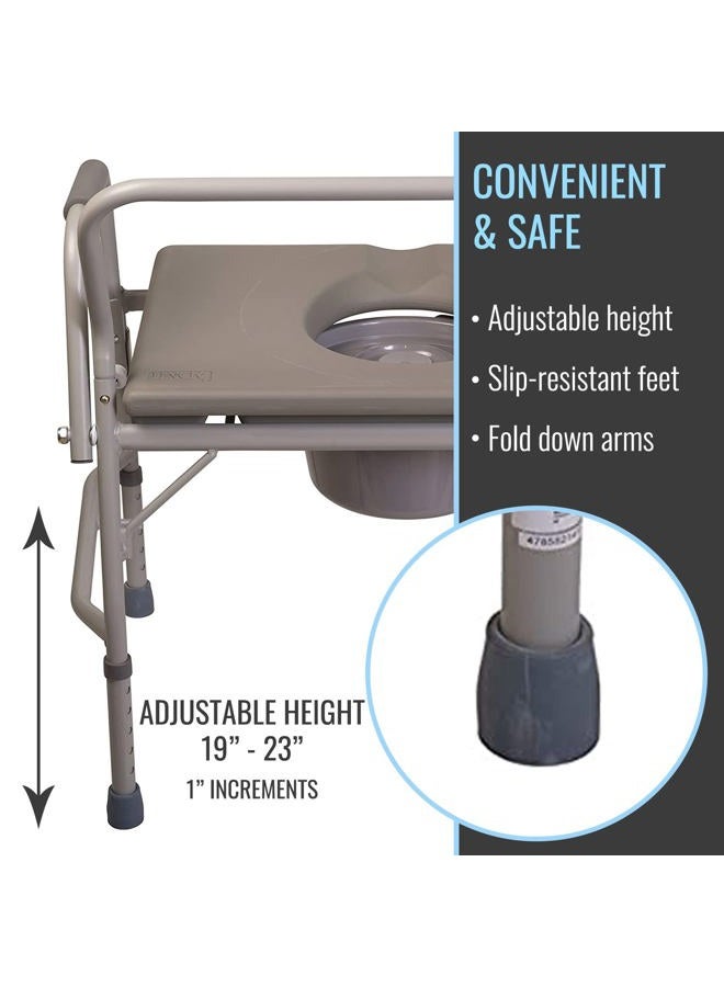 DMI Bedside Commode, Portable Toilet, Commode Chair, Raised Toilet Seat with Handles, Holds up to 500 Pounds with Included 7 qt Commode Bucket, Adjustable from 19-23 Inches, Extra Wide Commode - Image 5
