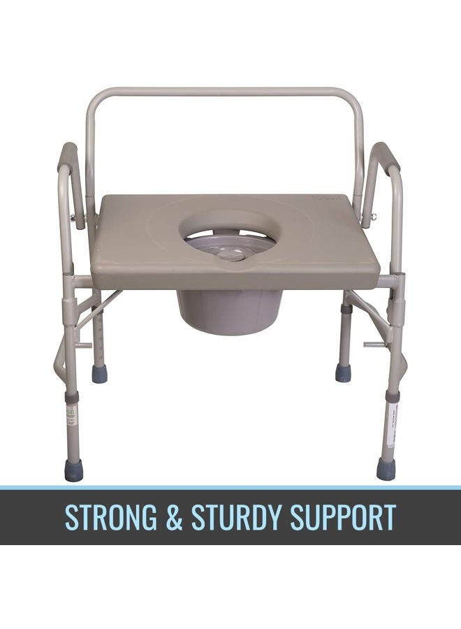 DMI Bedside Commode, Portable Toilet, Commode Chair, Raised Toilet Seat with Handles, Holds up to 500 Pounds with Included 7 qt Commode Bucket, Adjustable from 19-23 Inches, Extra Wide Commode - Image 3