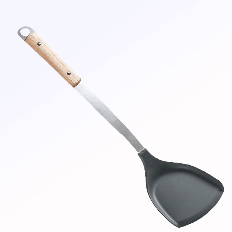 HomeAra HomeAra Premium Stainless Steel Wok Spatula with NonStick Silicone Coating HeatResistant Wood Handle CorrosionResistant and Durable Kitchen Utensil for Wok Cooking Pack of1 Spatula - Image 1