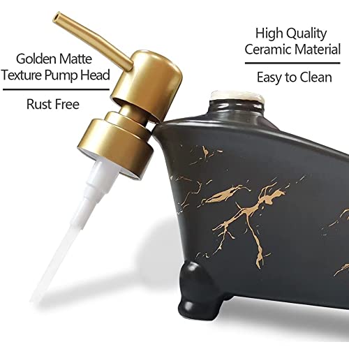 FabSeasons Luxury Bathtub-Shaped Ceramic Dish Soap Dispenser, Soap Dish Tray Hand Soap Dispenser,- Practical & Decorative Tabletop Dispenser, 415 Ml (Black,White,Green) - Image 4