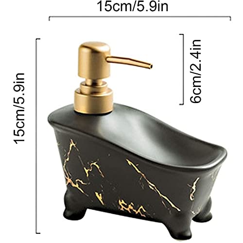 FabSeasons Luxury Bathtub-Shaped Ceramic Dish Soap Dispenser, Soap Dish Tray Hand Soap Dispenser,- Practical & Decorative Tabletop Dispenser, 415 Ml (Black,White,Green) - Image 5