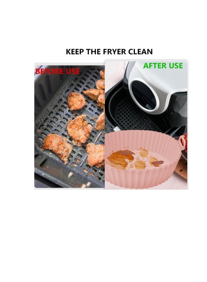 2 Pcs Air Fryer Silicone Liners, Round Air Fryer Accessories Baking Air Fryer Silicone Tray for Home Kitchen - Multi Color