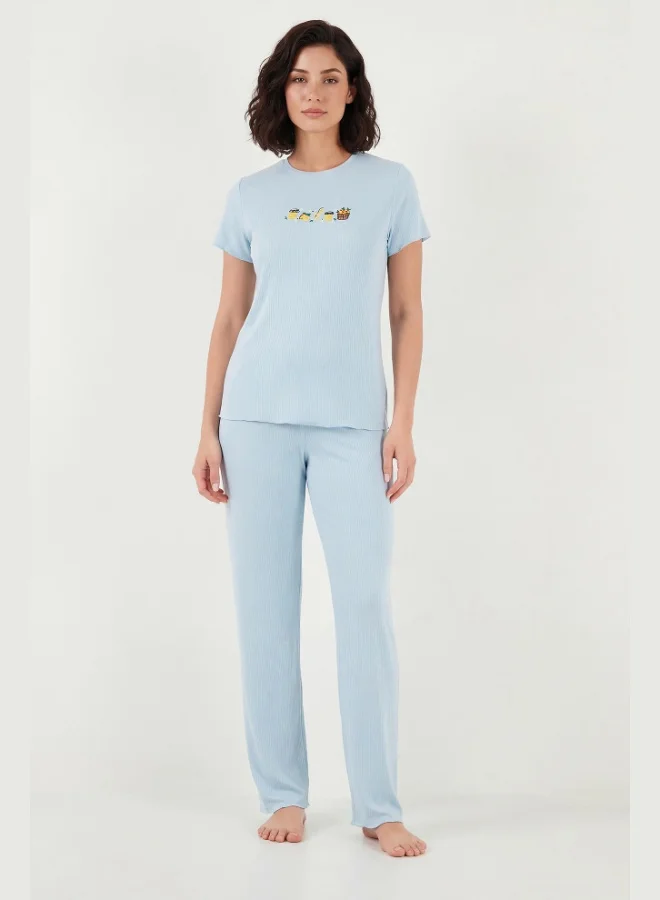 Lela  Lela Regular Fit Patterned Crew Neck Short Sleeve Pajama Set Women's PAJAMA SET 65770823 for Women | Best Price UAE