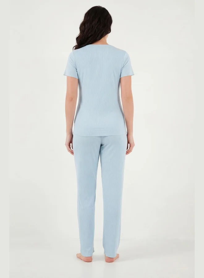 Lela  Lela Regular Fit Patterned Crew Neck Short Sleeve Pajama Set Women's PAJAMA SET 65770823 for Women | Best Price UAE