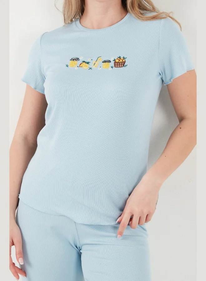 Lela  Lela Regular Fit Patterned Crew Neck Short Sleeve Pajama Set Women's PAJAMA SET 65770823 for Women | Best Price UAE