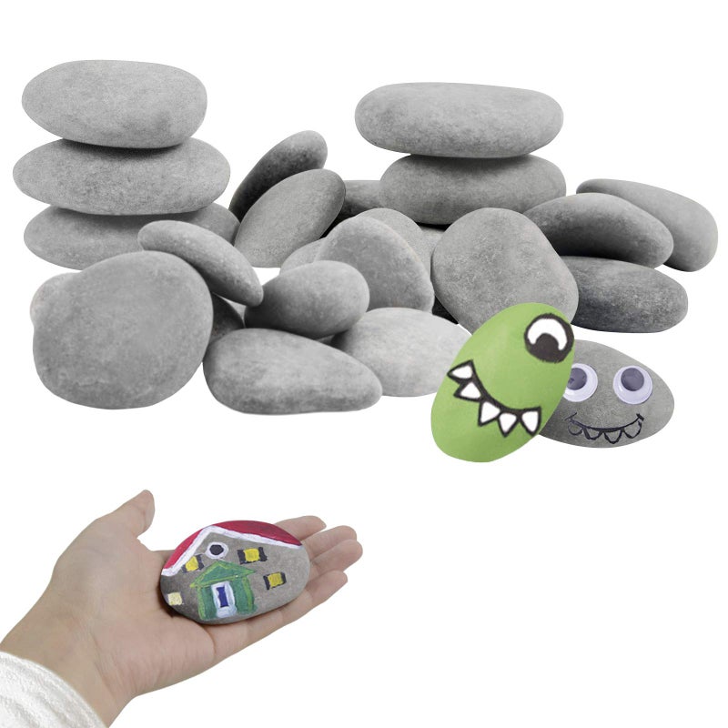Simetufy 30 Smooth River Rocks for Painting Crafts Kindness  Garden Art  1235 inches