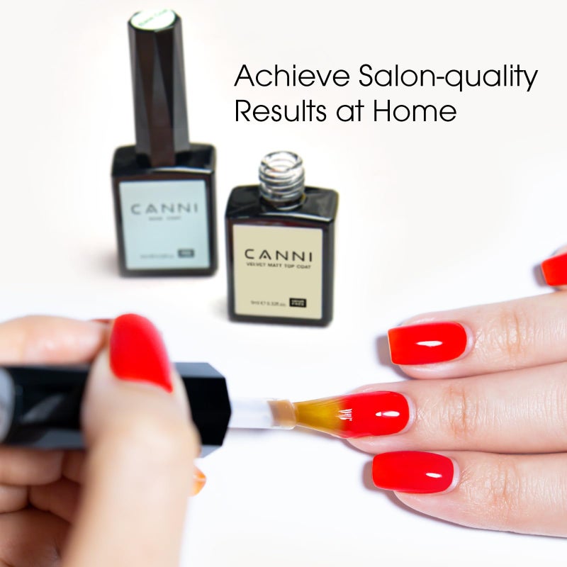 CANNI 2 Pcs No Wipe Gel Top Coat Set- High Gloss Shiny Long Lasting Top Coat Clear Gel Nail Polish Kit, Soak Off Nail Art Home and Professional Manicure - Image 5