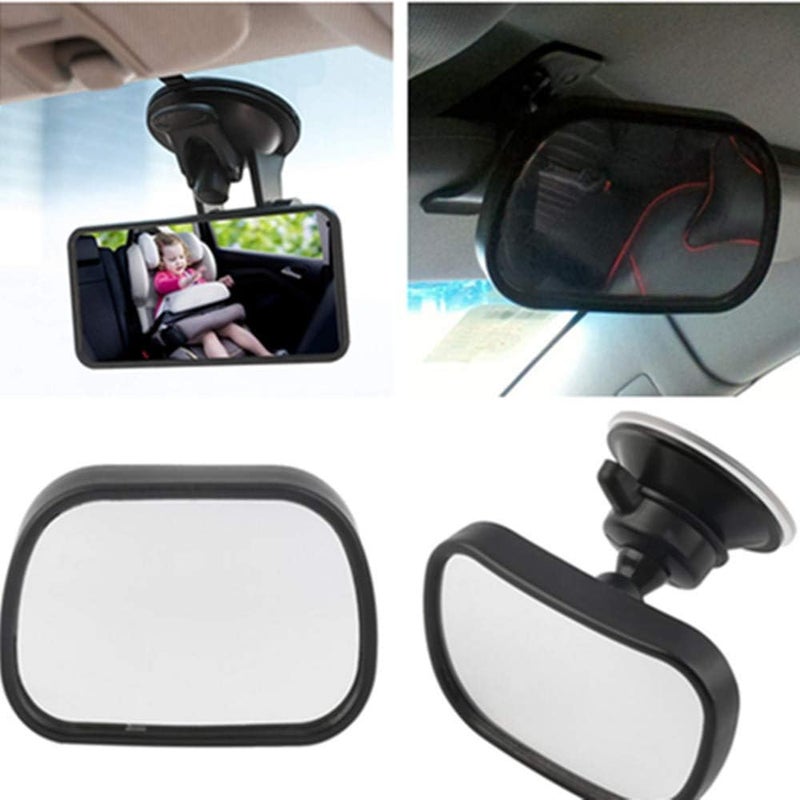 AISIBO Baby Car Mirror, Monitor Infant Child Mirrors for Rear Facing Car Seat with Wide Clear View - Safety Shatterproof Rearview Mirror Adjustable Acrylic 360° for Back Seat(black) - Image 3