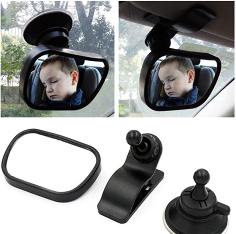 AISIBO Baby Car Mirror, Monitor Infant Child Mirrors for Rear Facing Car Seat with Wide Clear View - Safety Shatterproof Rearview Mirror Adjustable Acrylic 360° for Back Seat(black) - Image 5